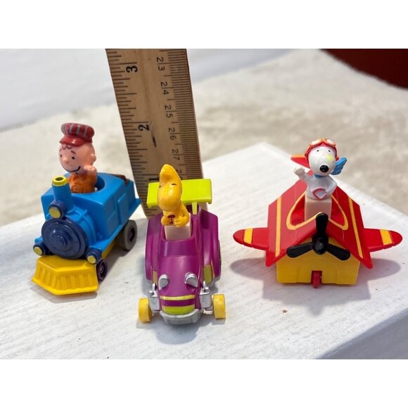 Set of 3 Peanuts Snoopy McDonalds Happy Meal Toy Cars Set Press Down & Go 1989 - Picture 3 of 9